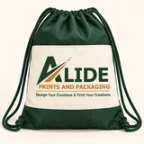 Alide Prints & Packaging promotional drawstring backpack illustrative mockup