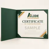 Alide Prints & Packaging event certificate in presentation folder illustrative mockup