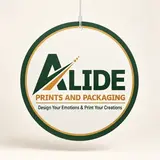 Alide Prints & Packaging round promotional dangler illustrative mockup