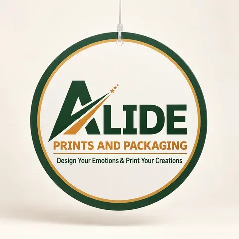 Alide Prints & Packaging round promotional dangler illustrative mockup