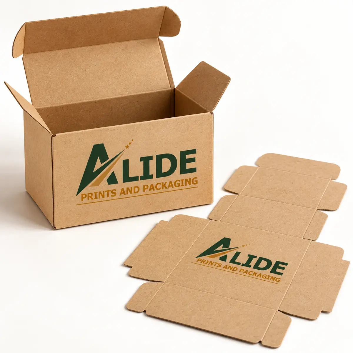 Alide Prints & Packaging uncoated kraft folding carton illustrative mockup