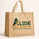 Alide Prints & Packaging natural jute shopping tote illustrative mockup