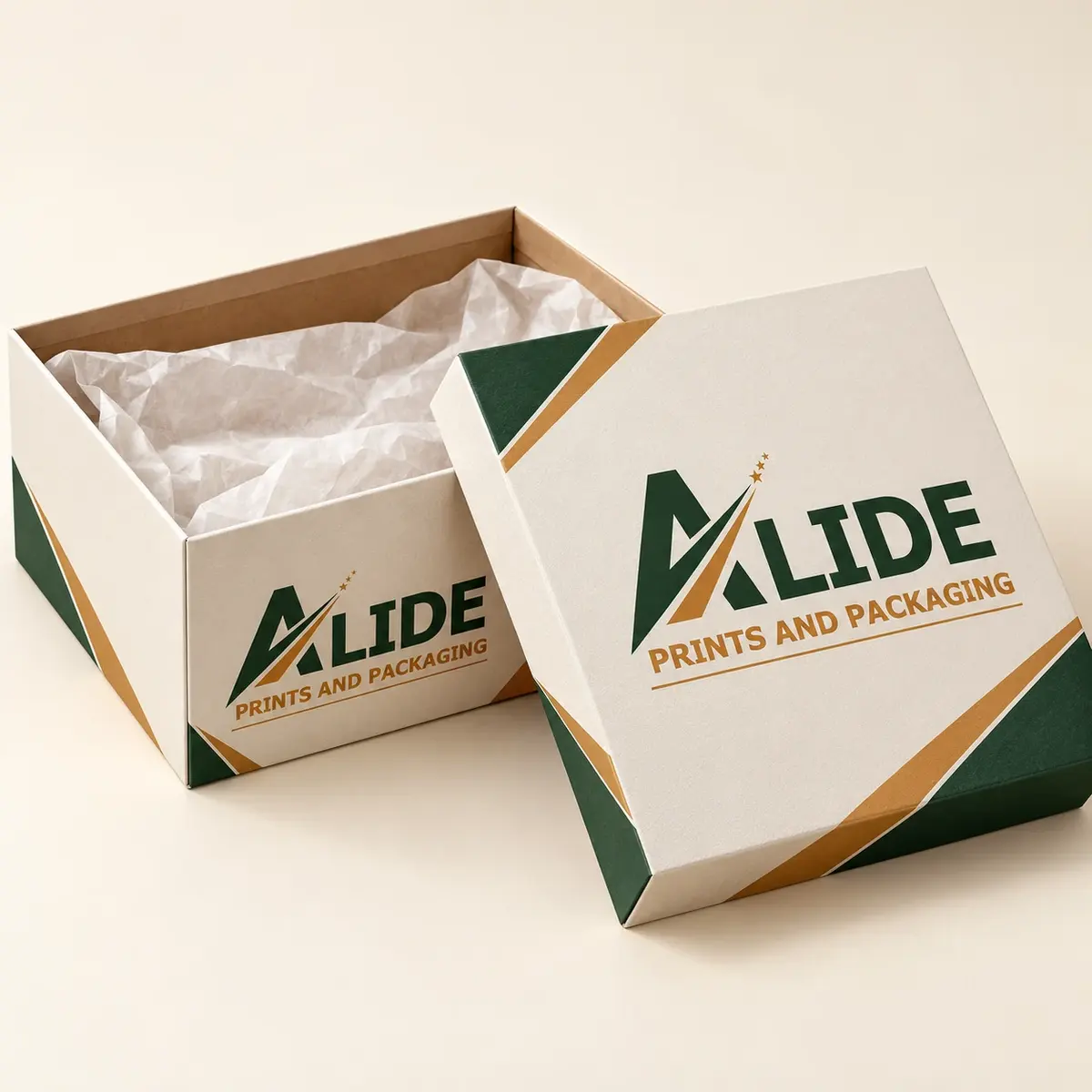 Alide Prints & Packaging two-piece footwear box illustrative mockup