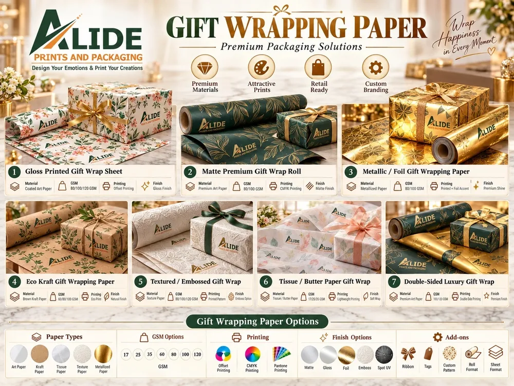 Custom Gift Wrapping Paper printing mockup - wrap material collection