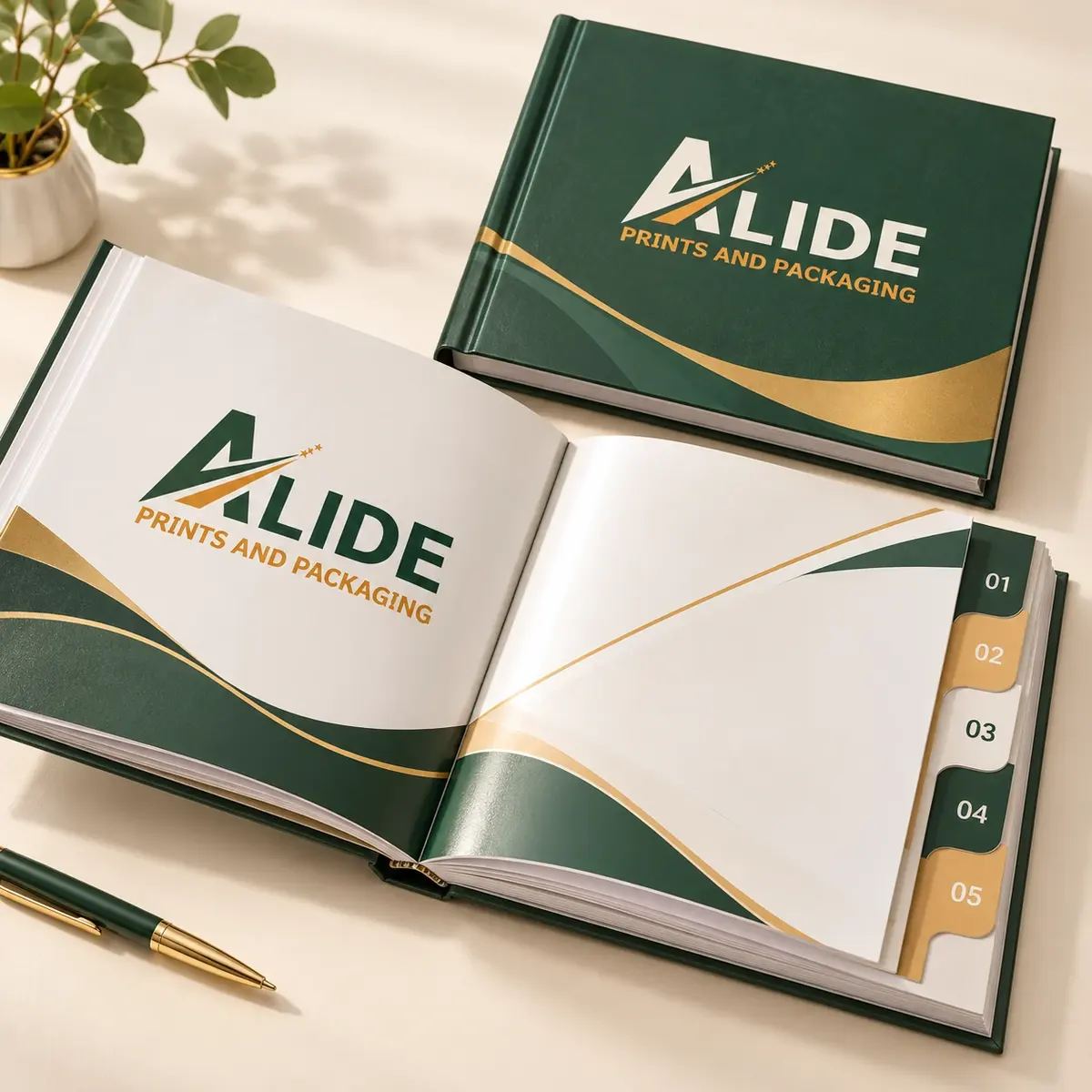 Alide hardbound visual aid concept with stepped index-cut sections