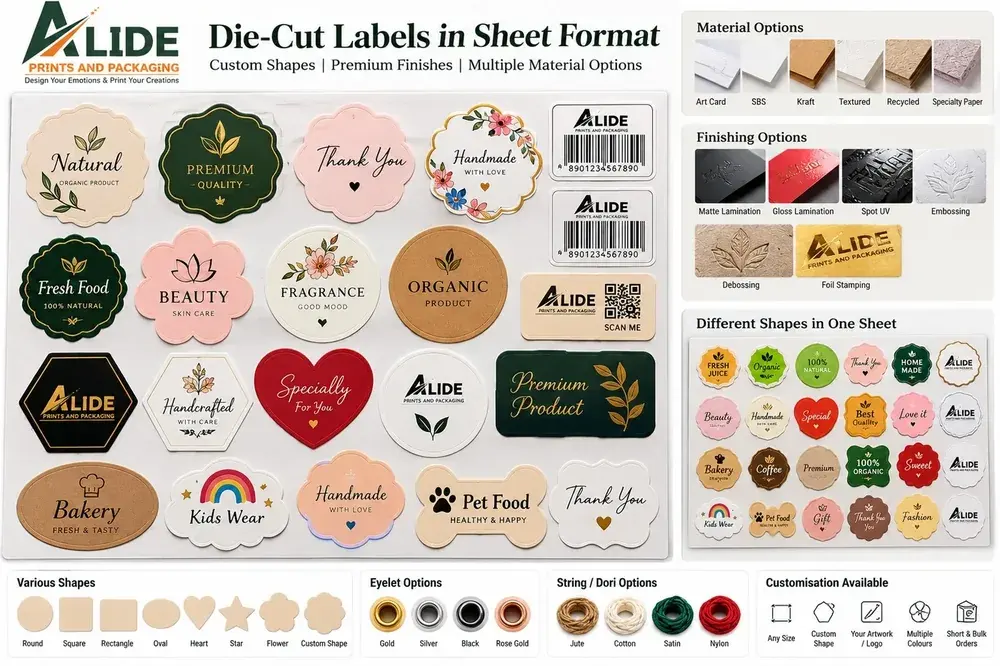 Product Stickers printing mockup - die-cut label sheets