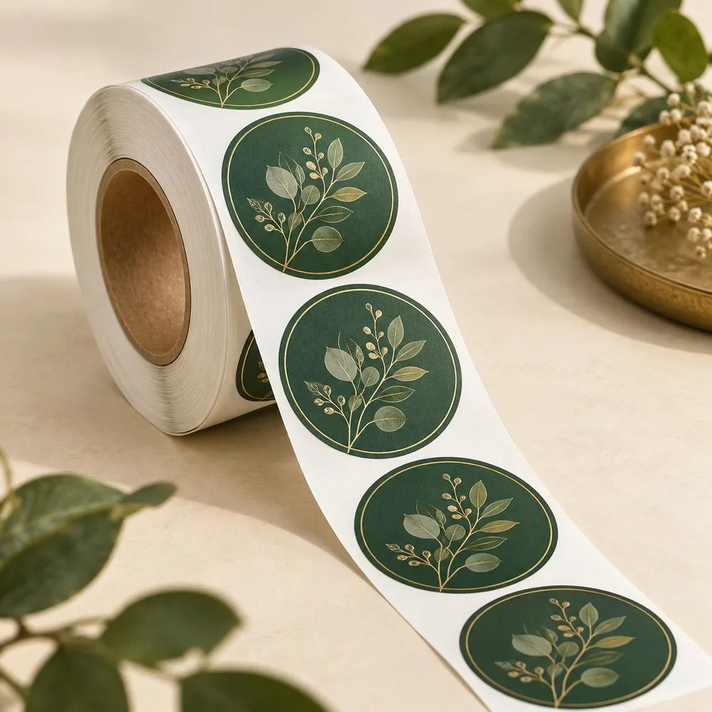 Custom printed roll labels - round paper design
